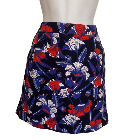 J. Crew Navy Floral Party Business Casual Lined Skirt W/Pockets Size 6 - Picture 1 of 9